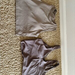 Gray Athletic Crop Tops